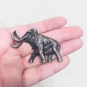 Miniature Pewter Woolly Mammoth silver metal mini figurine unique decor gift